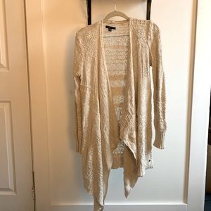 American Eagle Bohemian Crotched Cream Long Sweater (M)